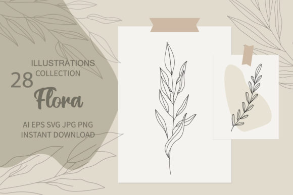 28Hand-Drawn Flowers and Leaves Svg png for Graphics