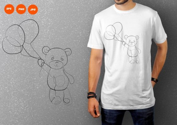 Bear with Balloon One Line Art: A Versatile Graphic for Handmade Projects