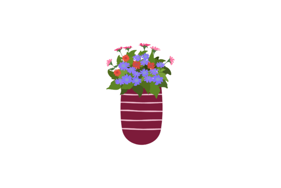 Blue and Pink Flowers Illustration: Premium Graphics for Branding