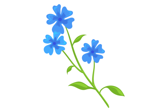Blue Flowers Branch. Flax Icon. Cartoon: A Fresh Graphics & Illustrations Asset