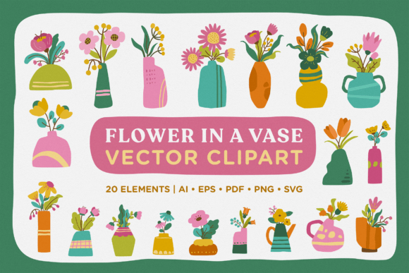Cute Colorful Flower in Vase Vector Clip: A Versatile Graphic for Local Business Branding