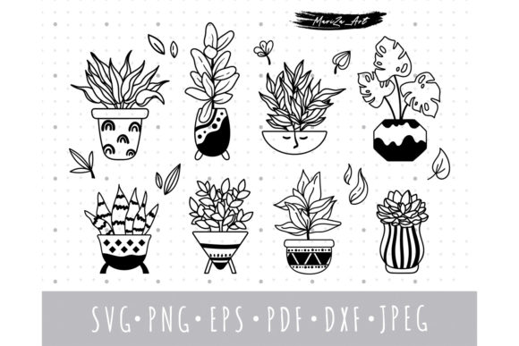 Funny Boho Potted Plants SVG PNG Bundle Graphics and Illustrations