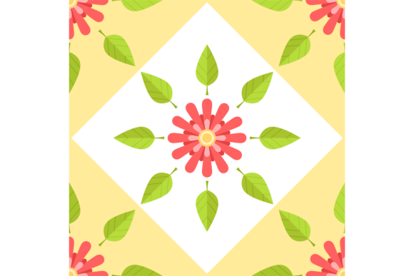 Geometric Square Pattern with Red Flower for Small Business Branding