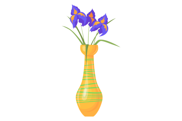 Irises Bouquet. Elegant Flowers Vase Car Graphics and Illustrations