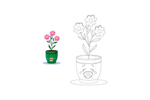 Kawaii Flowers Coloring 11: A Fresh Graphics & Illustrations Asset for Local Brands