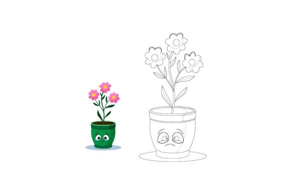 Kawaii Flowers Coloring 7 Graphics and Illustrations Review