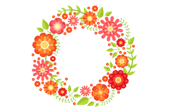 Red Flowers Wreath: Premium Graphics for Editorial Design