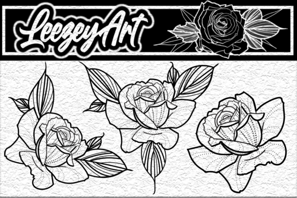 Roses, Dot Work Graphics for Illustrations & Branding