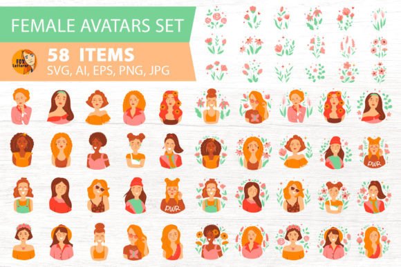 Set of Women Avatars: A Versatile Graphic Design Asset for Modern Branding