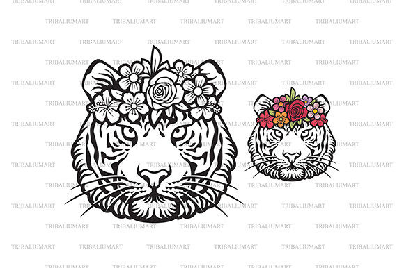 Tiger with Flowers Graphics and Illustrations Review