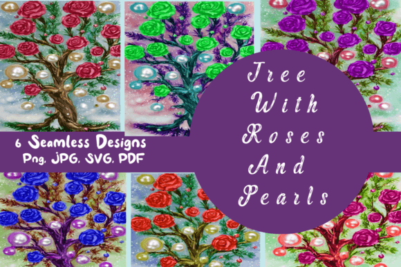 Tree with Roses and Pearls: Premium Graphics for Editorial Illustrations