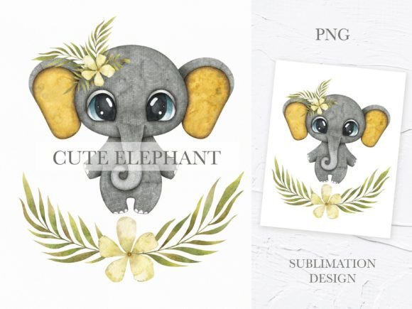 Watercolor Elephant Sublimation PNG: A Versatile Graphic Design Asset for Creative Sellers