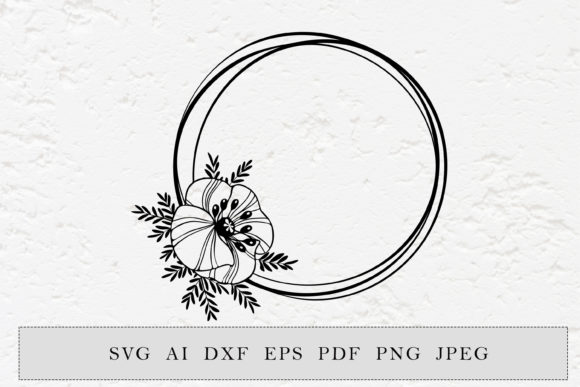 Wreath with Poppy Flowers, Cut File for Graphics and Illustrations